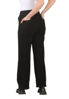 MYT Womens Elasticated High Waist Wide Leg Jeans in Zwart