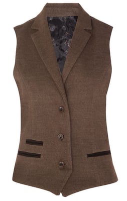 Dames Tweed jaren 1920 visgraat lichtbruin vest
