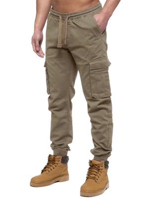 Enzo | Heren Cargo Jogger Jeans - Beige