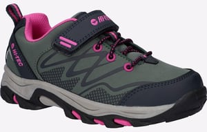 Hi-Tec Blackout Low Polyester Soft Shell Meisjes Donkere Bos/India Inkt/Roze Wandelschoenen