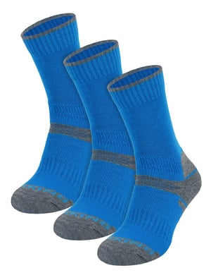 3-Paar Multipack Kinderen Merinowol Wandelsokken | Lichtgewicht Antiblistersokken voor Jongens & Meisjes - Blauw