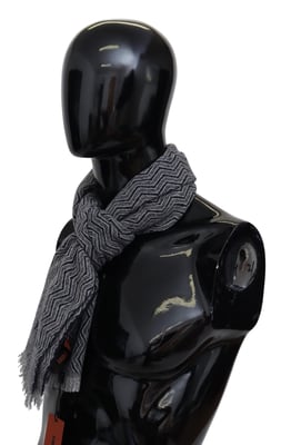 Missoni Mannen Grijs Zigzagpatroon Kasjmier Unisex Nek Wikkel Sjaal