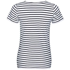 SOLS Dames/Dames Miles Gestreept Rond Hals T-shirt (Wit/Zwaar)