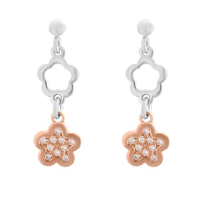 Orphelia 'Nixie' Dames 925 Zilveren Hanger Oorbellen - Zilver/Roze ZO-7377