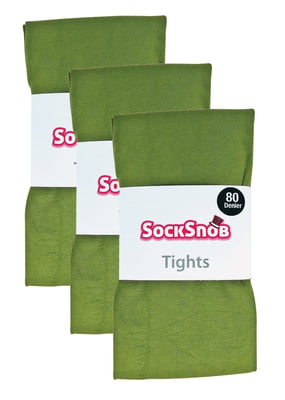 3 paar dames gekleurde ondoorzichtige 80 denier panty's - Khaki