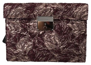 Dolce & Gabbana Bordeaux Jacquard Leren Documenten Aktetas voor Heren
