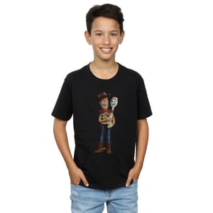 Disney Jongens Toy Story 4 Woody en Forky T-Shirt (Zwart)