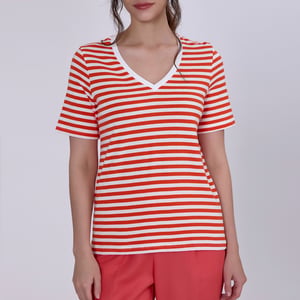 V nekstrepen katoen t-shirt