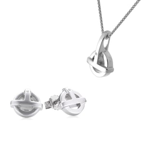 Orphelia Dames 925 Sterling Zilveren Set: Ketting-Pendant + Oorbellen - Zilver SET-5677