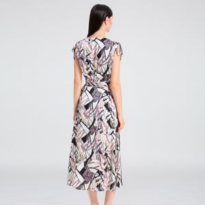 Geometrische afdruk Midi Wrap -jurk