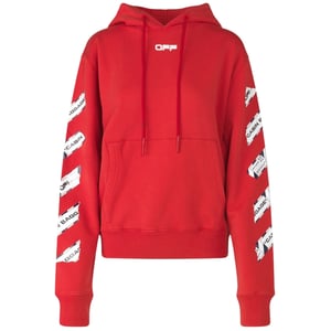 Gebroken witte Airport Tape Diag rode hoodie