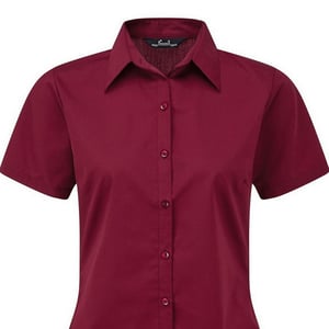 Premier Popeline blouse met korte mouwen / Gewoon werkoverhemd (Bourgondië)
