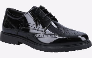 Hush Puppies Verity Leren Damesschoenen Met Lakleren Zwarte Brogues.