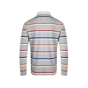 Weird Fish Heren Laxton gestreept organisch rugby shirt met lange mouwen (Grijze Mergel)