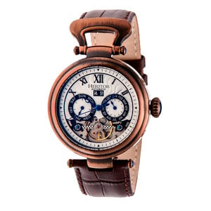 Heritor Automatische Ganzi Semi-Skelet Herenhorloge met Leren Band