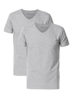 Petrol Industries - Heren 2-pack Basic T-shirts V-Hals  - Grijs