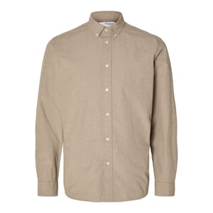 Selected Overhemden Rick Slim Fit Overhemd Morel Beige