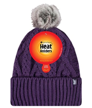 Heat Holders - Pom Pom-muts met boeien voor dames - Paars