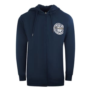Cavalli-klasse marineblauwe hoodie met rits en grote cirkel