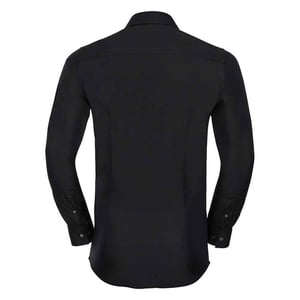 Russell Collection Heren Ultimate Stretch Formeel Overhemd met Lange Mouwen (Zwart)