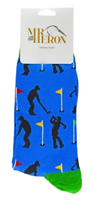 Mr Heron - Heren Grappige Golfsokken Patroon, Ademend Crew Golfkousen - 1 Paar - Golfers (Blauw)