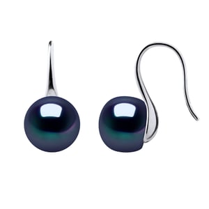 Oorbellen Hooks zoetwaterparels 9-10 mm Buttons Black 925