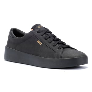 Boss Belwar Tennis Tumble Leather Heren Zwart Sportschoenen