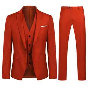 3-delig modieus rood pak met één knoop, slim fit