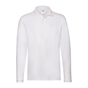 Fruit of the Loom Herenpolo Piqué Katoen met lange mouwen (Wit)