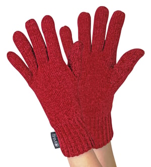 THMO - Dunsulate Chenille Muts & Handschoenen Set voor dames - Rood