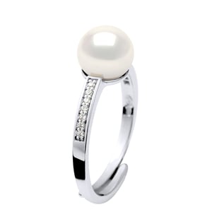 Ring Zoetwater Parel sieraden 7-8mm Wit en zirkonium oxides 925