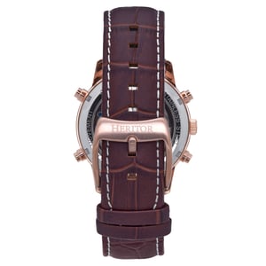 Heritor automatisch Wilhelm semi-skelet lederen band horloge met dag/datum