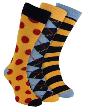 HS by Happy Socks - Heren 3-pack vrolijke novelty dresssokken - Vlek (Marineblauw)