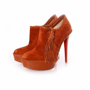 Bruin leren/suède platform laarzen