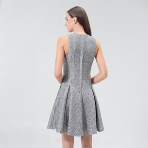 Fit-and-Flare Silver Jacquard-jurk