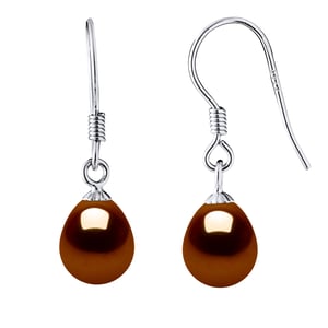 Oorbellen Hooks Zoetwater Parels 7-8mm Chocolate Pears 925