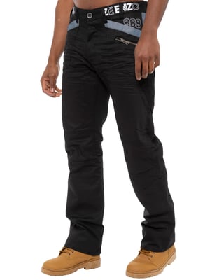Enzo | Heren Zwarte Coated Denim Jeans