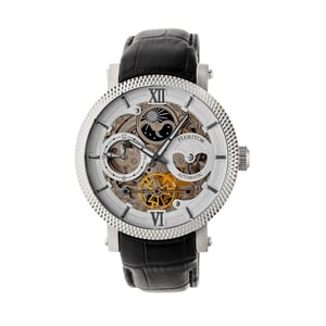 Heritor automatisch Aries-skelethorloge met leren band