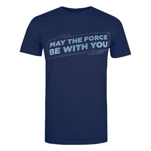 Star Wars Heren May The Force Be With You T-shirt (Marine / Lichtblauw)