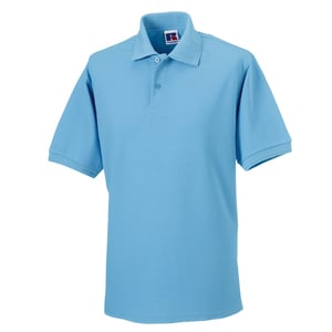 Russell Heren Polycotton Pique Slijtvast Poloshirt (Hemelsblauw)