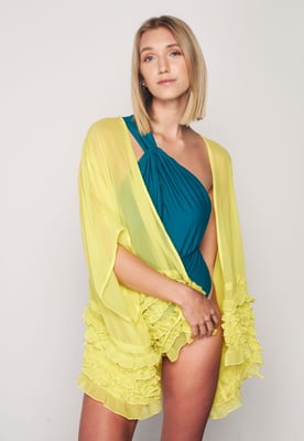 Herita Kimono met Ruches - Geel