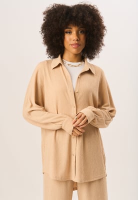 Getextureerd oversized overhemd met lange mouwen