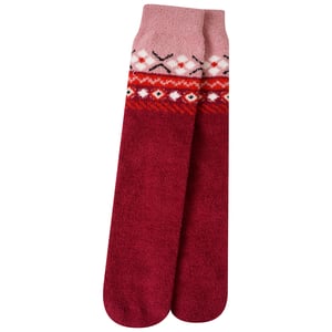 Dare 2B Feestelijke Fair Isle pluizige kerstsokken voor volwassenen (Bieten/poederroze)