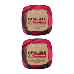 2 x L'Oreal Paris Infallible 24U Fresh Wear Foundation in een Poeder 9g - 220 Zand