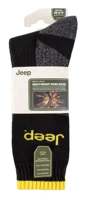 Heren Zware Werk Sokken met Voorkeursupport | Jeep | Volle Kussen Hoge Prestaties Katoenen Bootsokken met Verstevigde Hak en Teen - Zwart / Charcoal