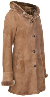 Dames suède merino schapenvacht parka jas-tripoli