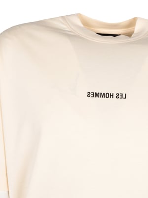 Les Hommes T-Shirt Happy Pictures Oversize Mannen beige