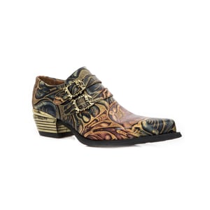 New Rock reliëf vintage zwart lederen gesp schoenen-M-7960-S14