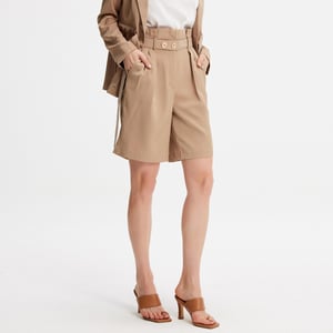 Geplooide bermuda met hoge taille