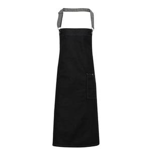 Premier Unisex Volwassenen District Waxed Look Denim Bib Apron (Zwarte denim)